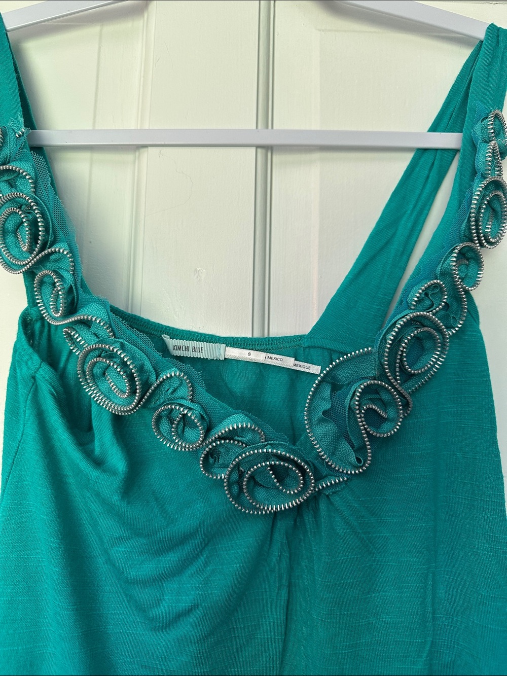Kimchi Blue Teal Spiral-Trim Tank Top Size S